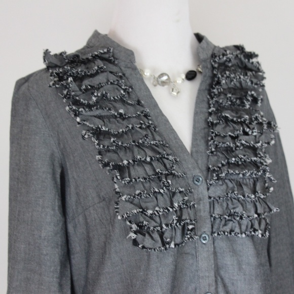 TRULLI Gray 3/4 Sleeve Button Front Shirt Dress - Picture 4 of 8